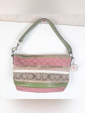 Coach Y2K Bleecker Daisy Patchwork Demi Bag Signature Canvas Pink Green F14725